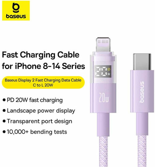 Baseus Data USB-C to Lightning Cable 20W Μωβ 1m P10382703511-00