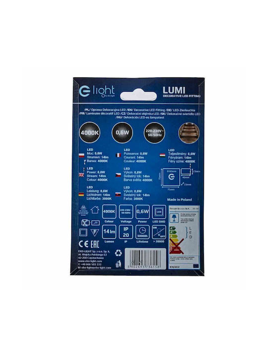 Eko Light Φωτιστικό Τοίχου με Ενσωματωμένο LED και Φυσικό Λευκό Φως