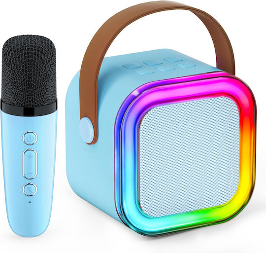 Boxă Karaoke Cu Microfon Wireless Și Efecte De Iluminare Albastre