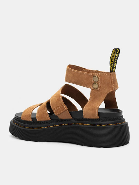 Flache Sandalen für Damen Flatforms in Braun Farbe
