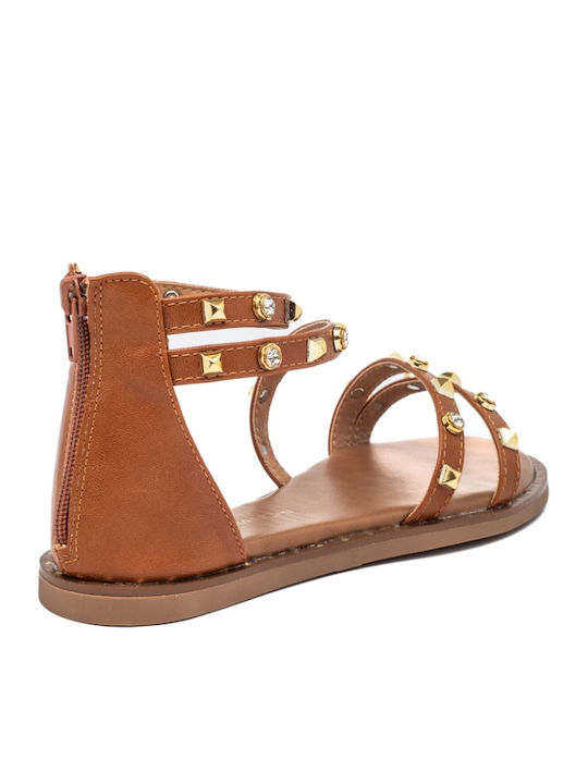Flache Sandalen für Damen in Braun Farbe