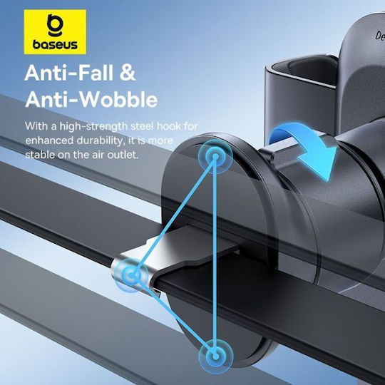 Baseus Metal Age Go Suport Auto pentru Telefon 4.7" - 6.5" cu cârlige reglabile Neagră