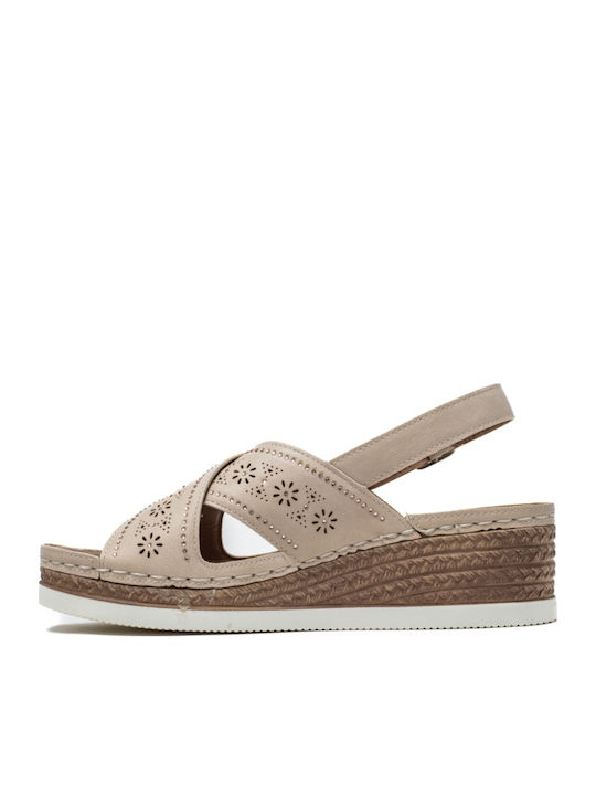 Damenplattformen Beige