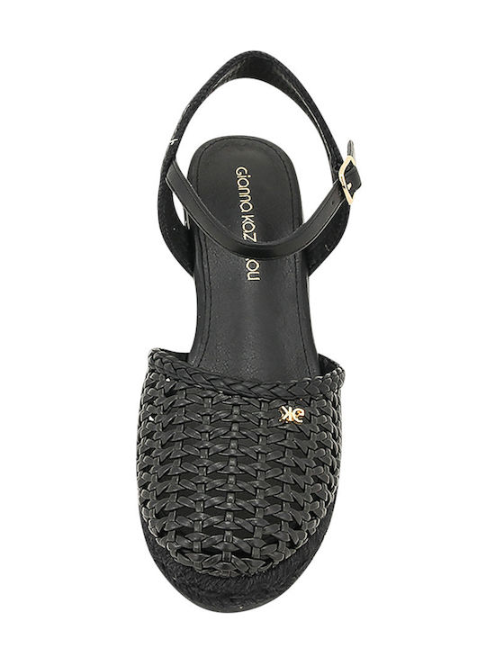 Erden Women's Leather Platform Espadrilles Black