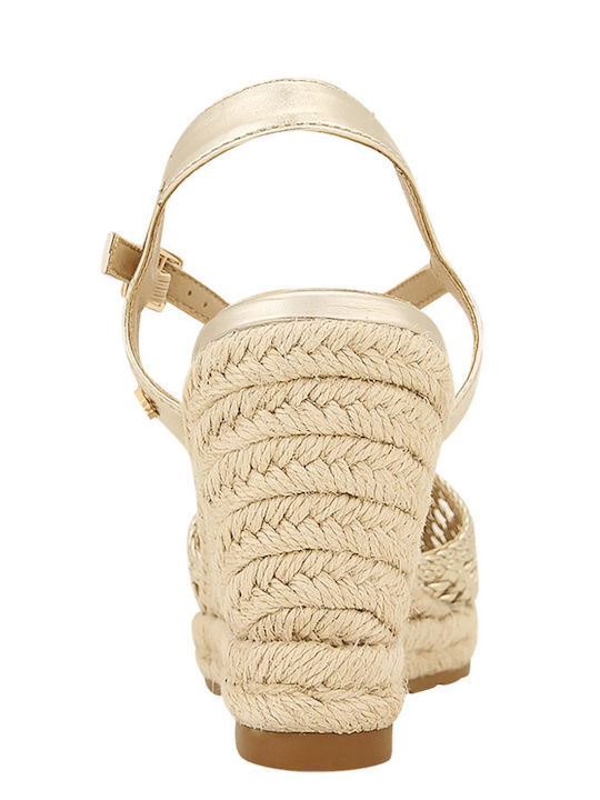 Elsen Women's Leather Platform Espadrilles Gold