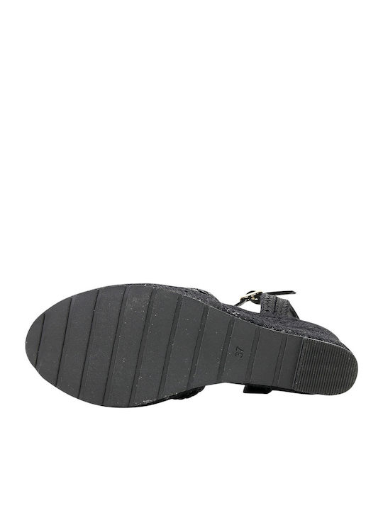 Erden Women's Leather Platform Espadrilles Black