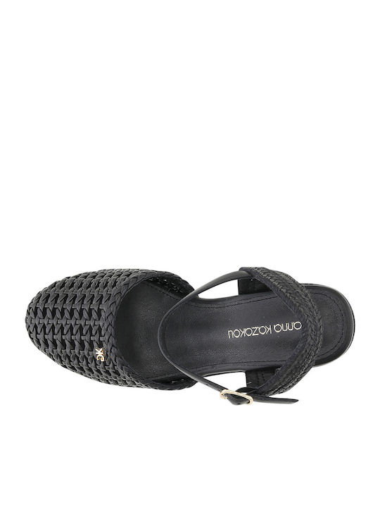 Erden Women's Leather Platform Espadrilles Black