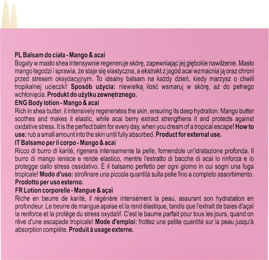 Fluff Tropical Dream Mango & Acai Ενυδατικό Balm Σώματος 150ml