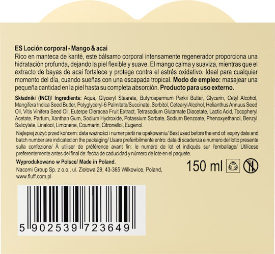 Fluff Tropical Dream Mango & Acai Ενυδατικό Balm Σώματος 150ml