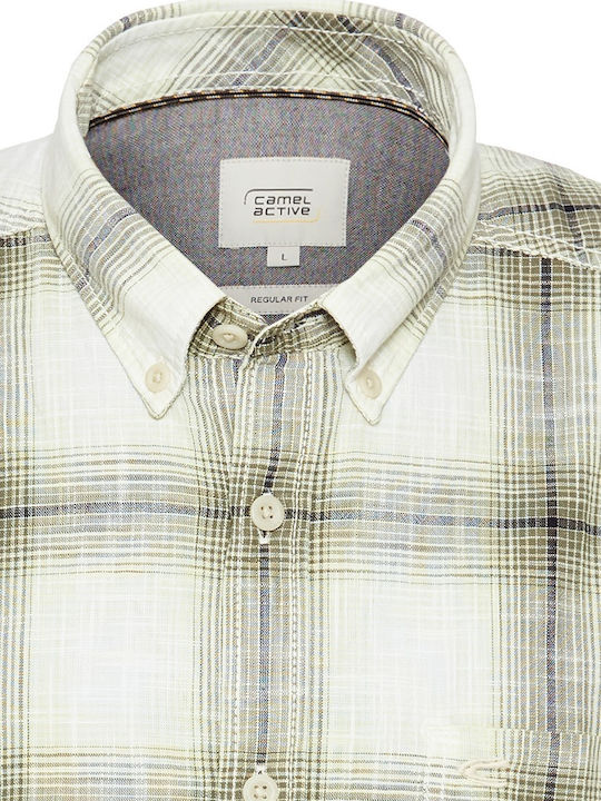 Short-sleeved Cotton Shirt Checked Green