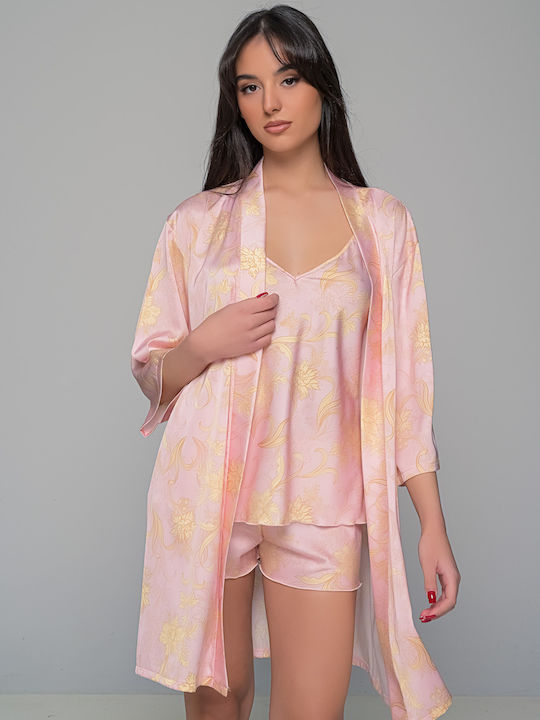 Milena by Paris Summer Women's Satin Robe Pink Milena by Paris Summer Women's Satin Robe Pink