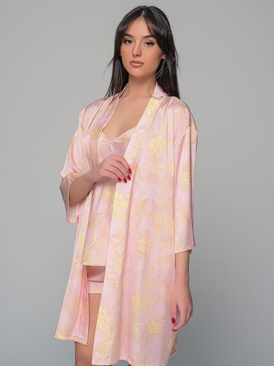 Milena by Paris Summer Women's Satin Robe Pink