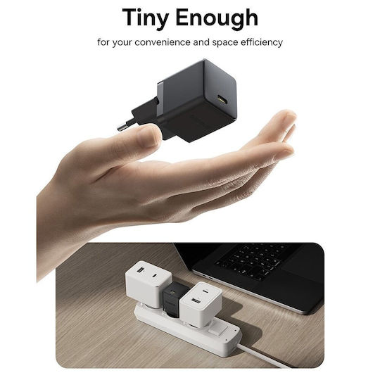 Baseus Încărcător Fără Cablu cu Port USB-C 30W Livrarea energiei Negruς (Palm)
