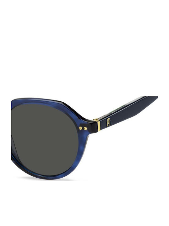 Tommy Hilfiger Unisex Sunglasses with Blue Plastic Frame and Gray Lens