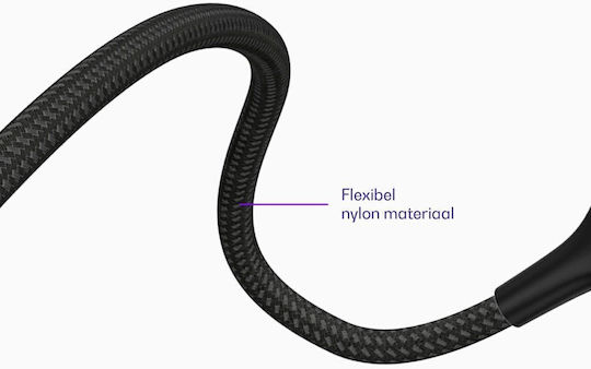 Buddi Braided USB 2.0 Cable USB-C male - USB-C female 60W Black 2m