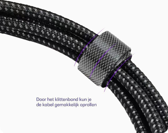 Buddi Braided USB 2.0 Cable USB-C male - USB-C female 60W Black 2m
