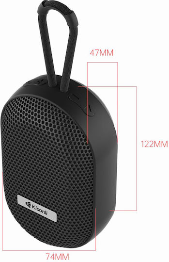 Kisonli Т6 Ηχείο Bluetooth 8W με Ραδιόφωνο και Διάρκεια Μπαταρίας έως 6 ώρες Μαύρο