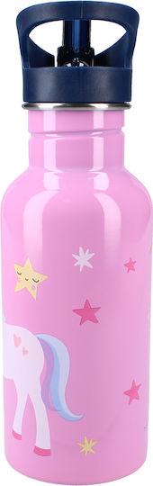 Vadobag Kinderflasche Rostfreier Stahl mit Strohhalm Rosa 500ml