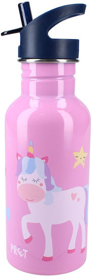 Vadobag Kinderflasche Rostfreier Stahl mit Strohhalm Rosa 500ml
