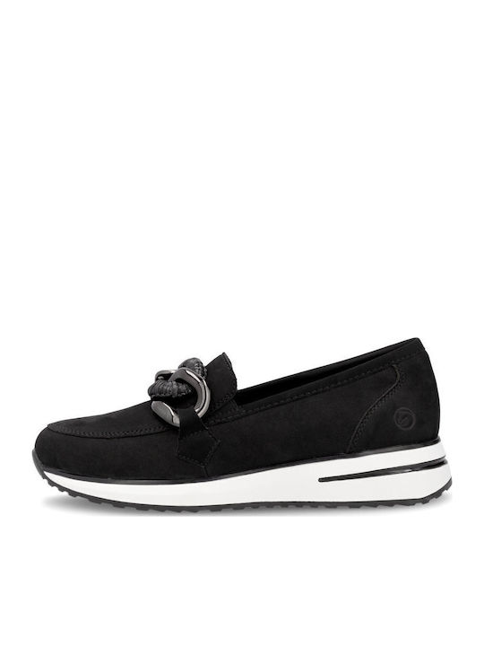 Leather Women's Moccasins in Black Color