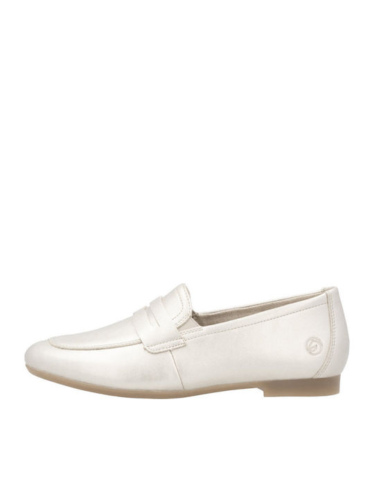 Δερμάτινα Γυναικεία Loafers σε Χρυσό Χρώμα