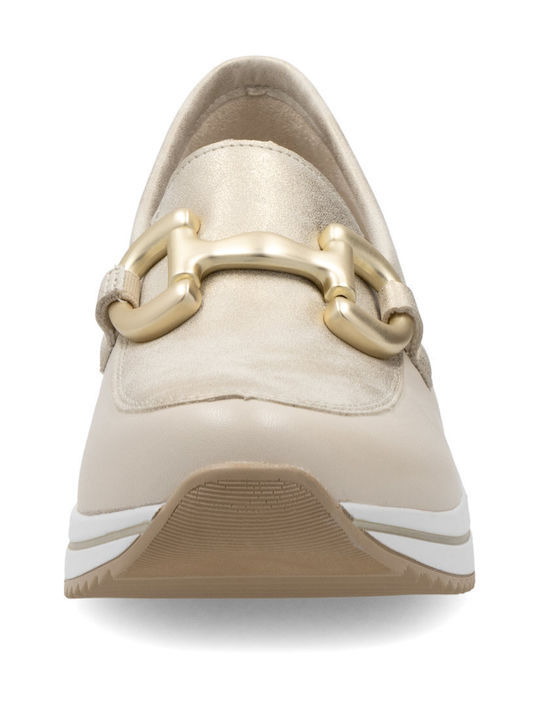 Кожени Дамски Loafers в Бежов Цвят