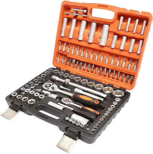 Καρυδάκια Torx Μακριά με Καρέ Υποδοχής 1/4", HEX, 1/2" Σετ 108τμχ