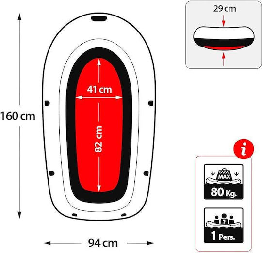 Intex Explorer Pro 100 Inflatable Boat for 1 Person Red 160x94cm