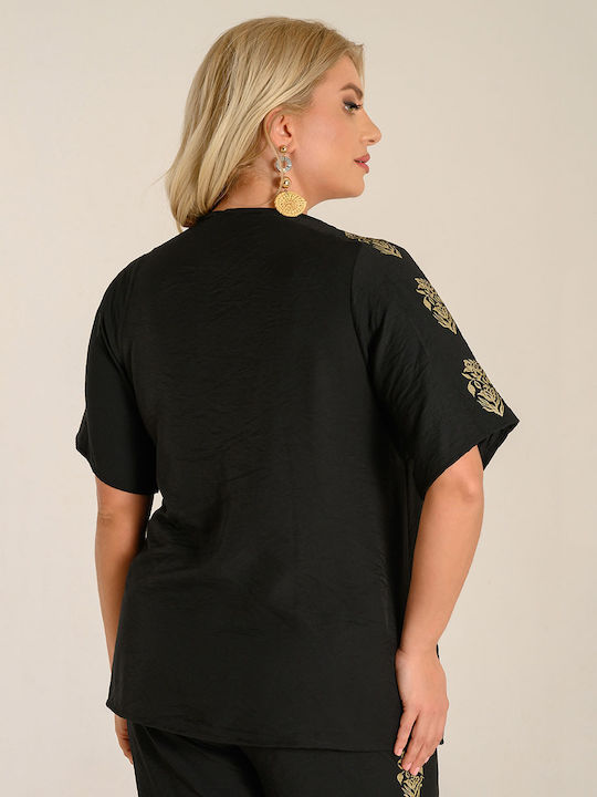 Women's Blouse Short Sleeve Black