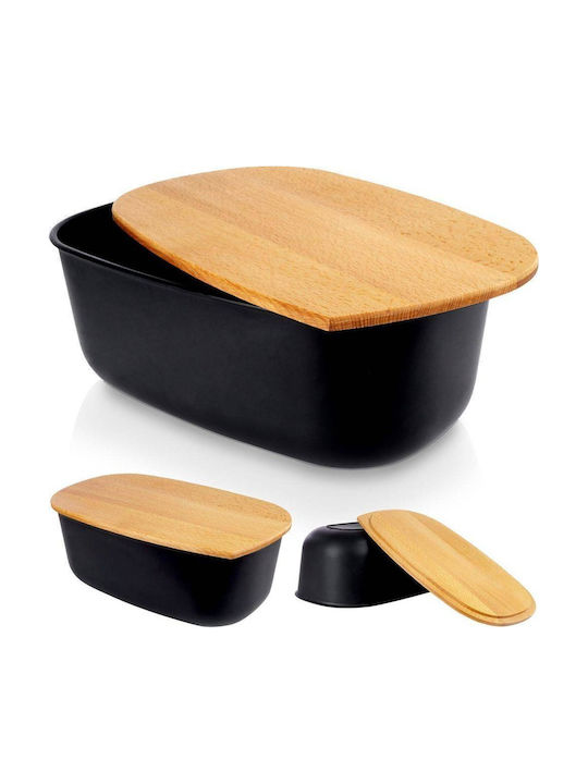 Vilde Bread Box Wooden Black 39x23.5x15.5cm