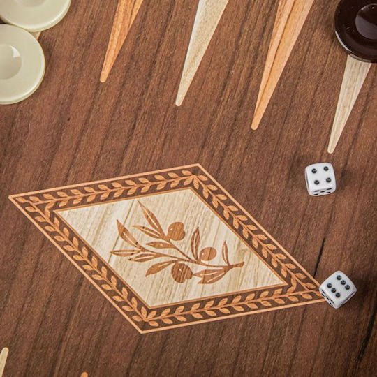 Manopoulos Laminat Stejar Lucrat manual Table din Lemn de Măslin cu Piese 30x30cm