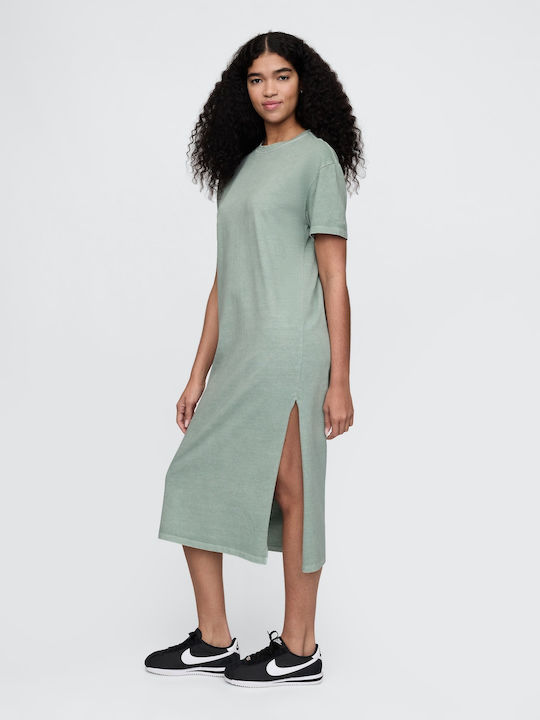 Summer Midi Knitted Dress Gasoline Green