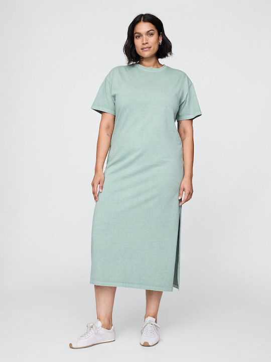 Summer Midi Knitted Dress Gasoline Green