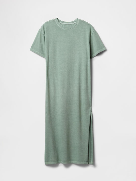 Summer Midi Knitted Dress Gasoline Green