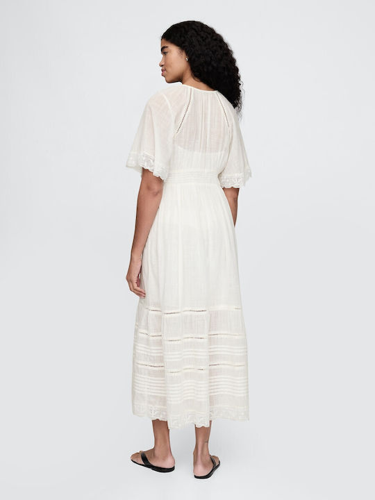 Sommer Midi Hemdkleid Off-White