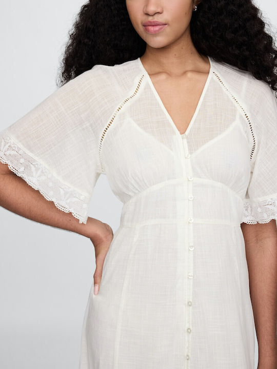 Sommer Midi Hemdkleid Off-White