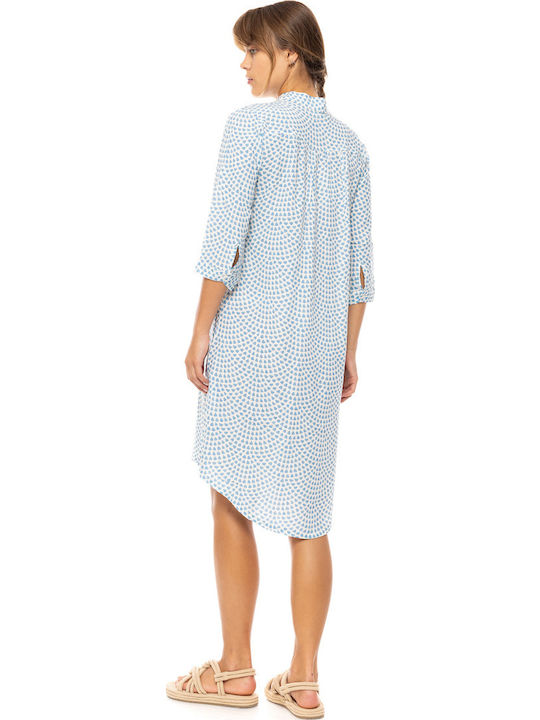 Pink Label Γυναικείο Φόρεμα Παραλίας Vista Blue, Cream