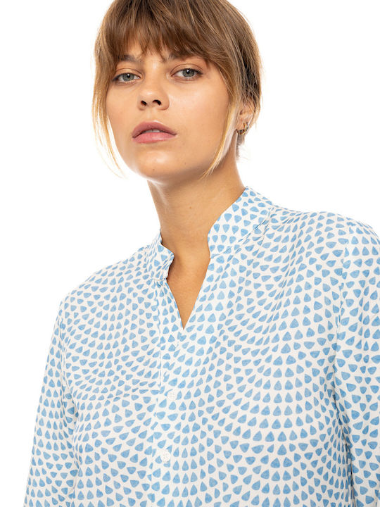Pink Label Γυναικείο Φόρεμα Παραλίας Vista Blue, Cream