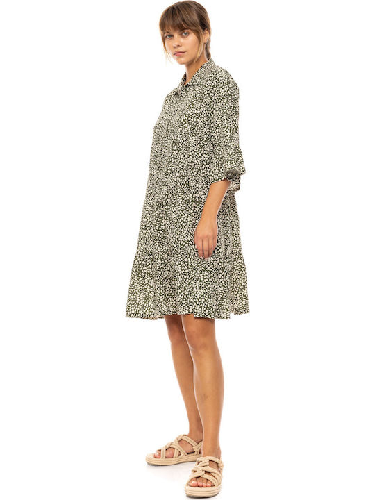 Women's Beachwear Pink Label Ditsy Green Viscose 3/4 Sleeve