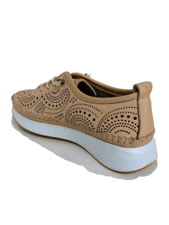 Ανατομικά Γυναικεία Slip-On Δερμάτινα Μπεζ