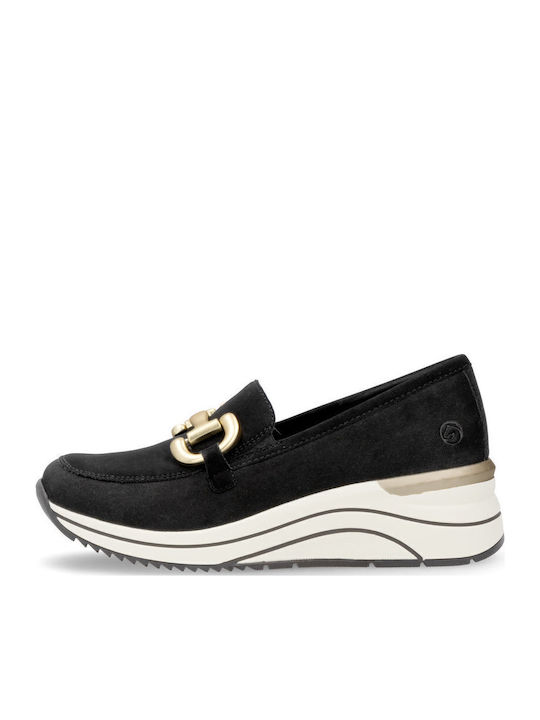 Ανατομικά Γυναικεία Slip-On Δερμάτινα Μαύρα