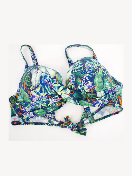 Plus Size Γυναικείο Μαγιό Bikini Μπανέλα Tropical Μπλε Σκούρο
