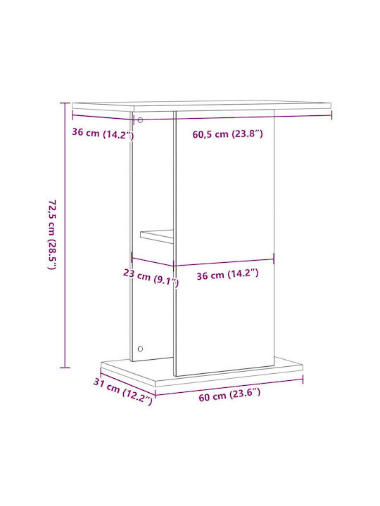 Vidaxl Aquarium Stand Old Wood Look 36x60.5x72.5 cm Processed Wood Brown