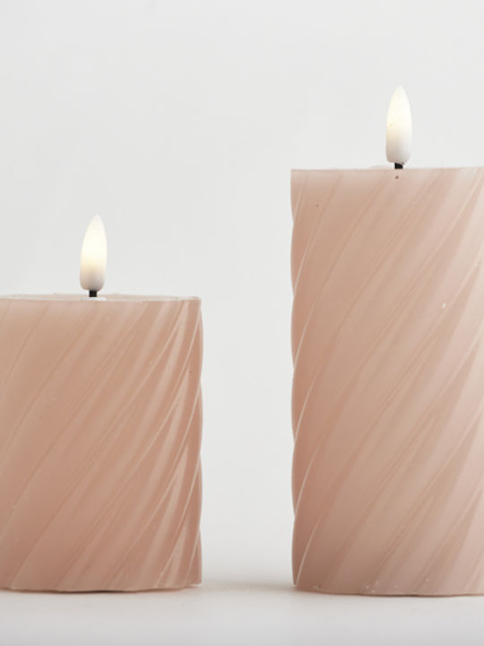 Eurolamp Χριστουγεννιάτικο Κερί Ροζ Μπαταρίας 16x7εκ.