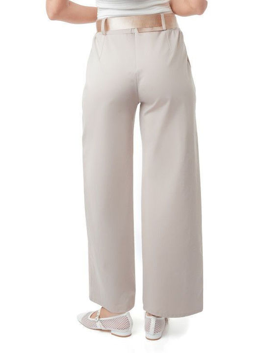 Beige Baumwollhose mit Gürtel