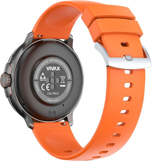 Vivax Life PRO2 Aluminium Smartwatch με Παλμογράφο (Πορτοκαλί)