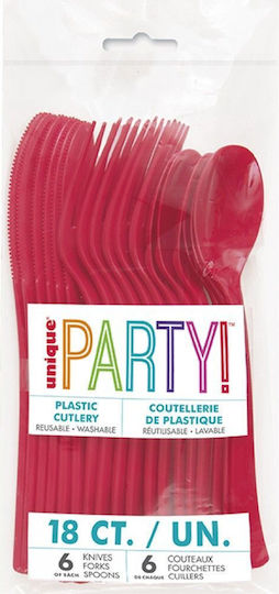 Unique Cutlery Party Red 18pcs