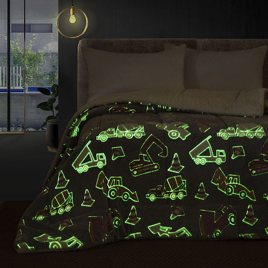Beauty Home Kinderbettdecke Leuchtend Monochrom Glow Art Grau 160x220cm
