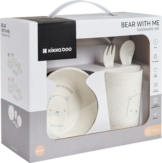 Kikka Boo Feeding Set Bear With Me made of Plastic Light Blue 5pcs for 6+ months