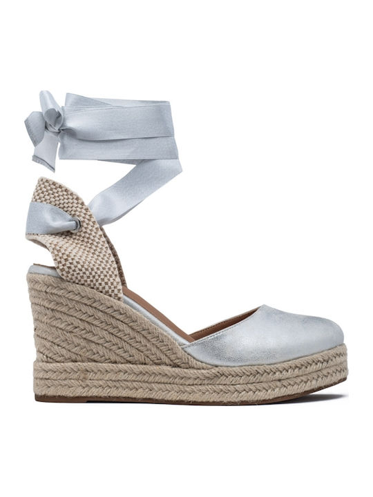 Damenplattformen im Espadrilles-Stil Silber